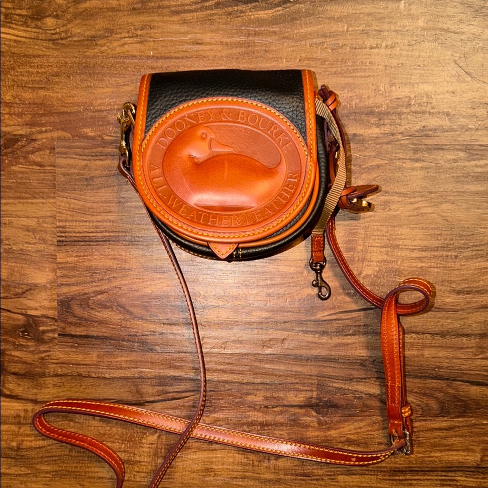 Dooney & Bourke Black and Tan Leather Crossbody Bag